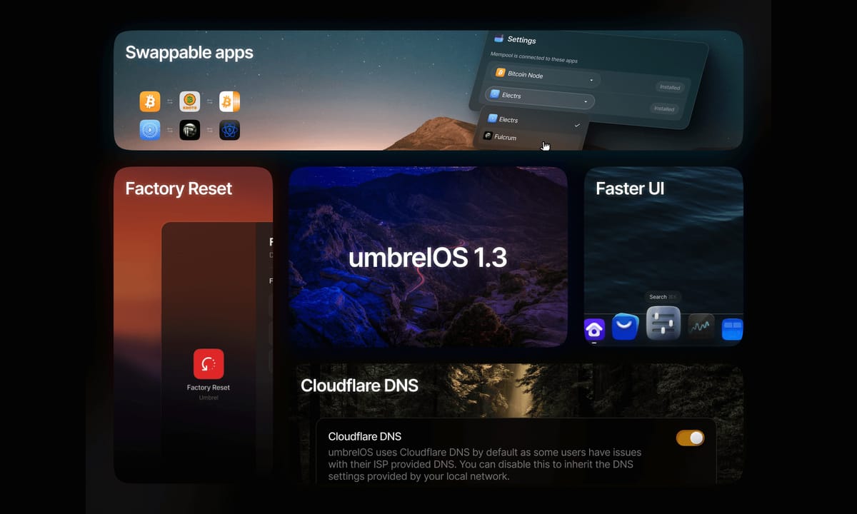 umbrelOS v1.3.0: Swappable Apps, Cloudflare DNS, Factory Reset & More