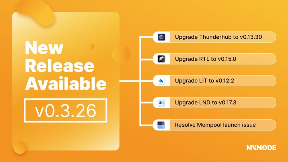 MyNode v0.3.26: Updates & Fixes